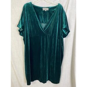 Sundays in‎ Brooklyn Emerald Velvet V-Neck Dolman Sleeve Dress 2X
